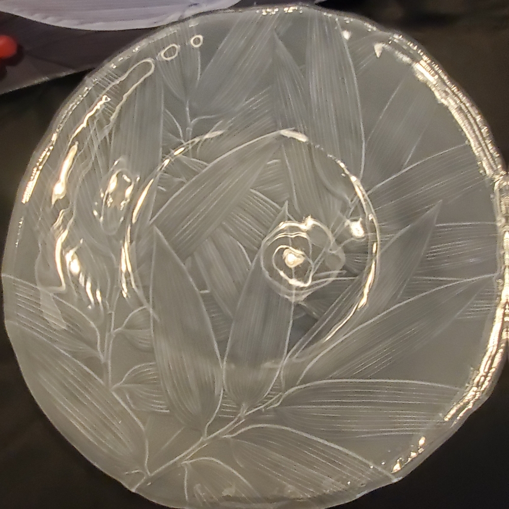 Studio Nova Gray Glass Art with Intricate Etched Patterns